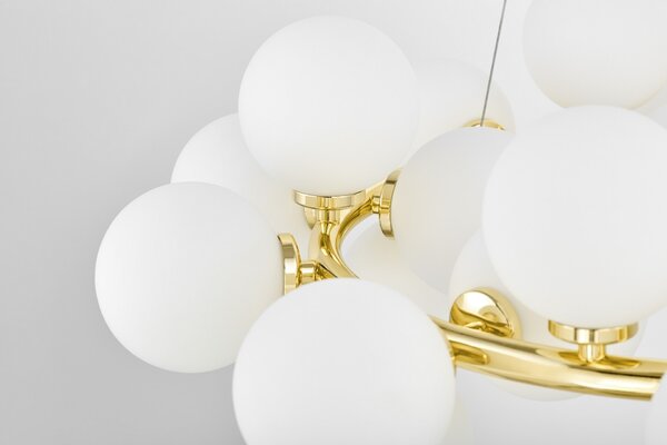 LAMPA WISZĄCA NOWOCZESNA ZŁOTO KLASYCZNE BIAŁE KULE MARSIADA 25 LUMINA DECO