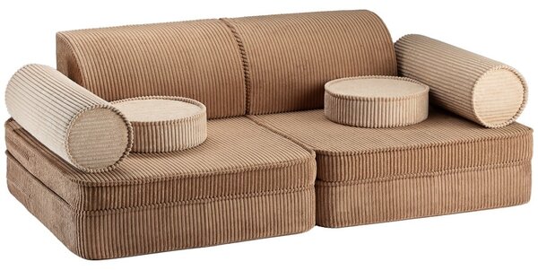 Brązowa sztruksowa sofa dla dzieci 132 cm Settee – Wigiwama