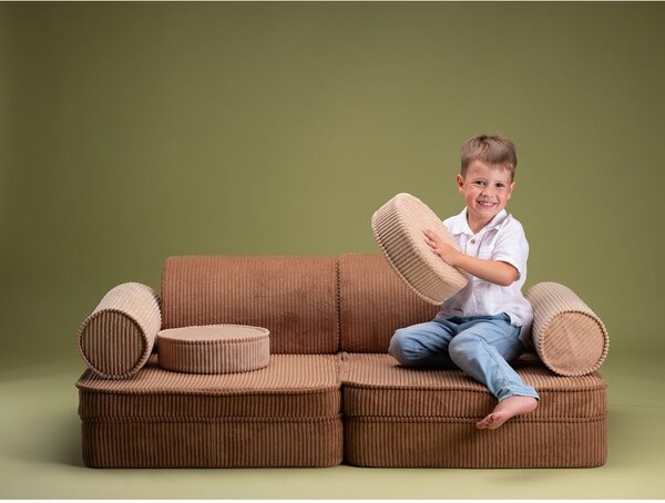 Brązowa sztruksowa sofa dla dzieci 132 cm Settee – Wigiwama