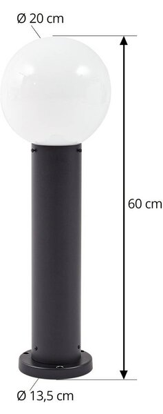 Lampa ogrodowa stojąca Dangan Lindby, możliwość ściemniania, biały / opal, szkło, nowoczesny