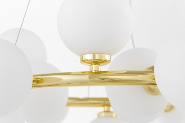 LAMPA WISZĄCA NOWOCZESNA ZŁOTO KLASYCZNE BIAŁE KULE MARSIADA 15