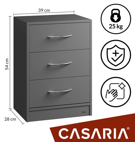 Szafka nocna ELOISE z podświetleniem, 54x39x28cm, antracytowa Casaria
