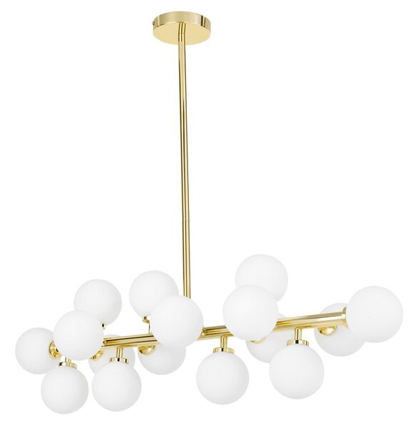LAMPA WISZĄCA SUFITOWA NOWOCZESNA ZŁOTO KLASYCZNE BIAŁE KULE PETRICA 16