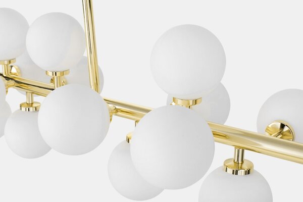 LAMPA WISZĄCA SUFITOWA NOWOCZESNA ZŁOTO KLASYCZNE BIAŁE KULE PETRICA 16