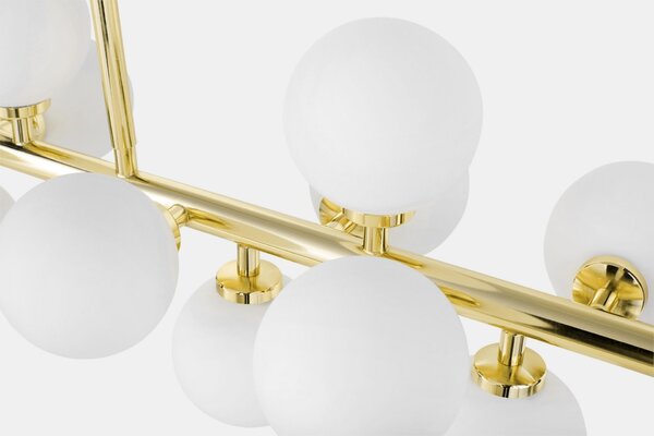 LAMPA WISZĄCA SUFITOWA NOWOCZESNA ZŁOTO KLASYCZNE BIAŁE KULE PETRICA 16