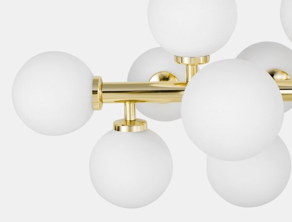 LAMPA WISZĄCA SUFITOWA NOWOCZESNA ZŁOTO KLASYCZNE BIAŁE KULE PETRICA 16