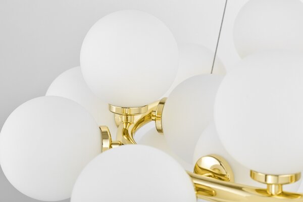 LAMPA WISZĄCA NOWOCZESNA ZŁOTO KLASYCZNE BIAŁE KULE MARSIADA 40