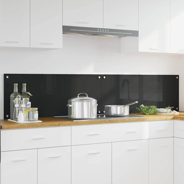 Panel kuchenny 2 pcs Czarny 100 x 40 cm szkło hartowane