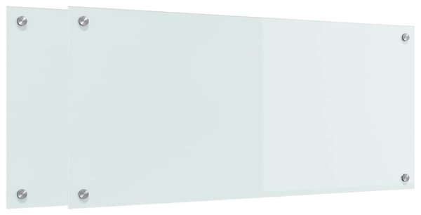 Panel kuchenny 2 pcs Biały 90 x 40 cm szkło hartowane