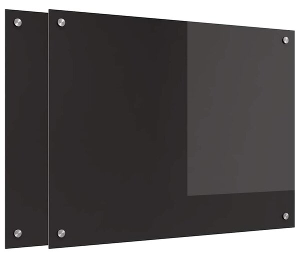 Panel kuchenny 2 pcs Czarny 80 x 60 cm szkło hartowane