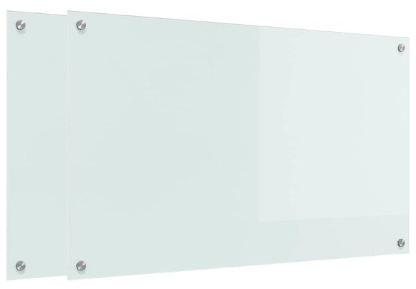 Panel kuchenny 2 pcs Biały 100 x 60 cm szkło hartowane