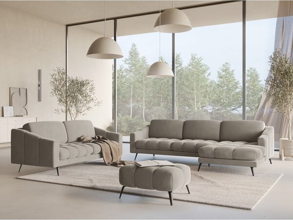Beżowa aksamitna sofa 202 cm Nalu – Makamii