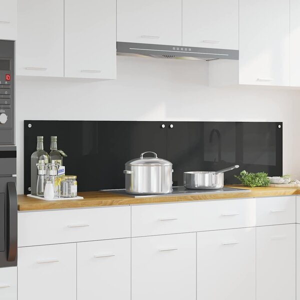 Panel kuchenny 2 pcs Czarny 90 x 40 cm szkło hartowane