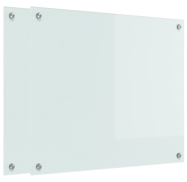 Panel kuchenny 2 pcs Biały 70 x 60 cm szkło hartowane