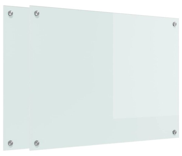 Panel kuchenny 2 pcs Biały 80 x 60 cm szkło hartowane