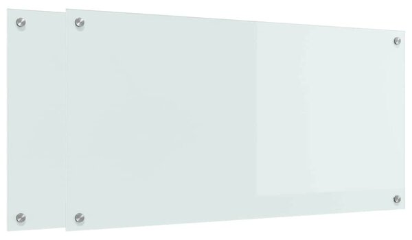 Panel kuchenny 2 pcs Biały 100 x 50 cm szkło hartowane