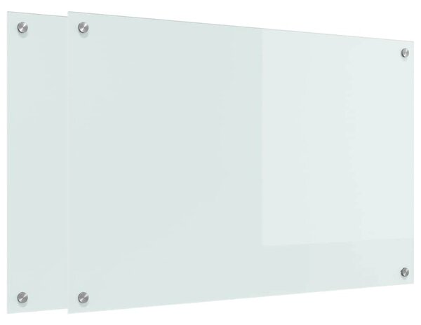 Panel kuchenny 2 pcs Biały 90 x 60 cm szkło hartowane