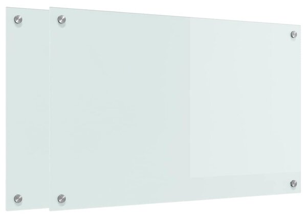 Panel kuchenny 2 pcs Biały 80 x 50 cm szkło hartowane