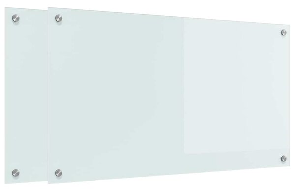 Panel kuchenny 2 pcs Biały 90 x 50 cm szkło hartowane