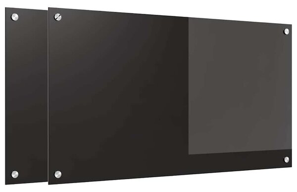 Panel kuchenny 2 pcs Czarny 90 x 50 cm szkło hartowane