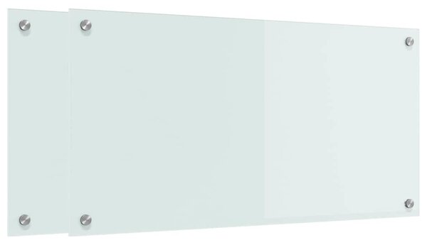 Panel kuchenny 2 pcs Biały 80 x 40 cm szkło hartowane