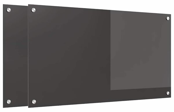 Panel kuchenny 2 pcs Ciemnoszary 90 x 50 cm szkło hartowane