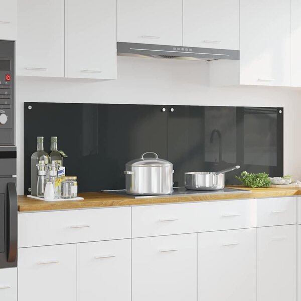 Panel kuchenny 2 pcs Ciemnoszary 90 x 50 cm szkło hartowane