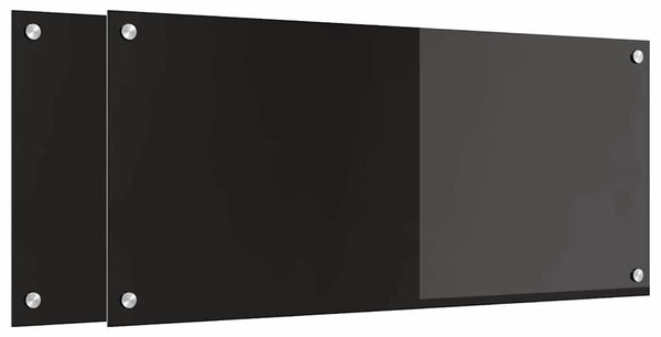 Panel kuchenny 2 pcs Czarny 90 x 40 cm szkło hartowane