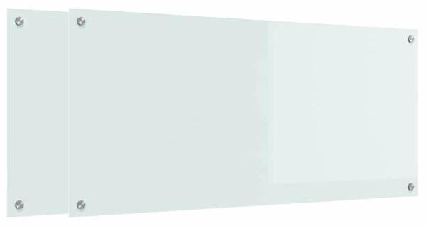 Panel kuchenny 2 pcs Biały 110 x 50 cm szkło hartowane