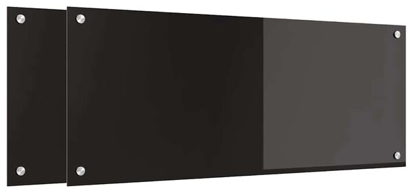 Panel kuchenny 2 pcs Czarny 100 x 40 cm szkło hartowane