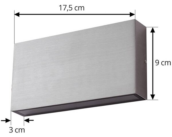 Lindby kinkiet zewnętrzny LED Jarte, srebrny, metal, 17 cm, IP54 Jarte, chromowy / srebrny, aluminium, nowoczesny