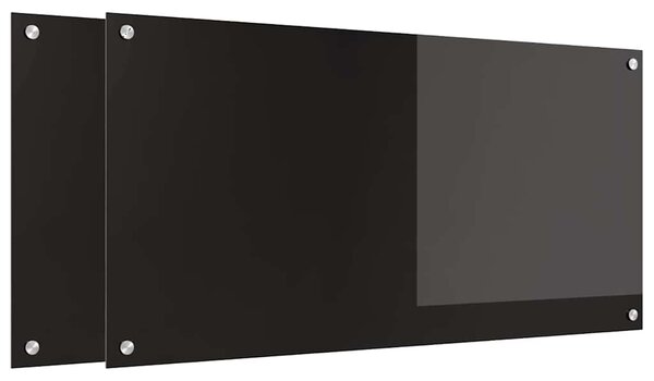 Panel kuchenny 2 pcs Czarny 100 x 50 cm szkło hartowane
