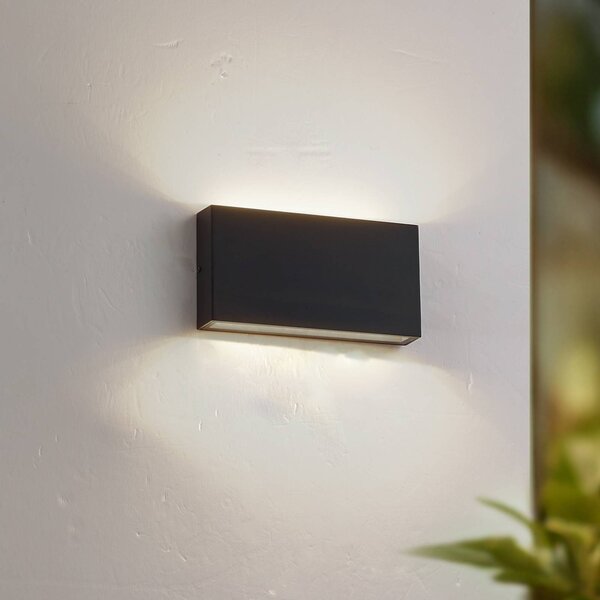 Lindby kinkiet zewnętrzny LED Jarte, czarny, metal, 17 cm, IP54 Jarte, czarny, aluminium, nowoczesny