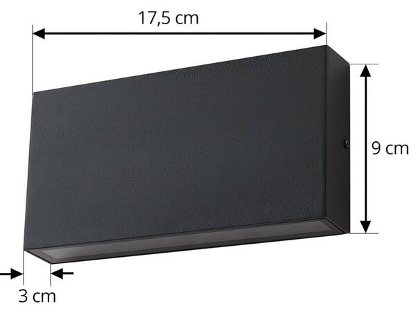 Lindby kinkiet zewnętrzny LED Jarte, czarny, metal, 17 cm, IP54 Jarte, czarny, aluminium, nowoczesny