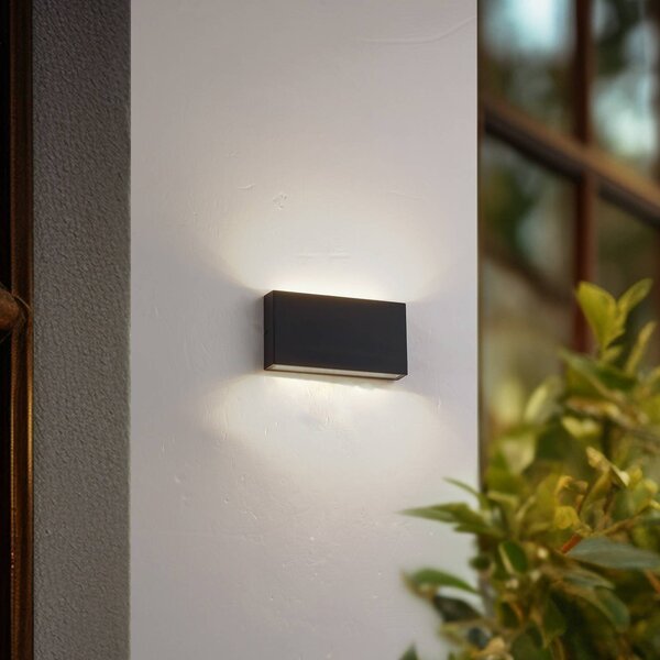 Lindby kinkiet zewnętrzny LED Jarte, czarny, metal, 17 cm, IP54 Jarte, czarny, aluminium, nowoczesny