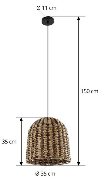 Lindby Zewnętrzna lampa wisząca Taryn, brązowa, tworzywo sztuczne, IP44 35 cm Taryn Lindby, możliwość ściemniania, jasne drewno, tworzywo sztuczne, dworkowy / rustykalny