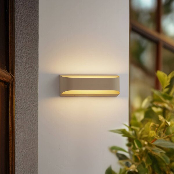 Kinkiet zewnętrzny LED Lenore Lindby, kremowy / amber, aluminium, nowoczesny