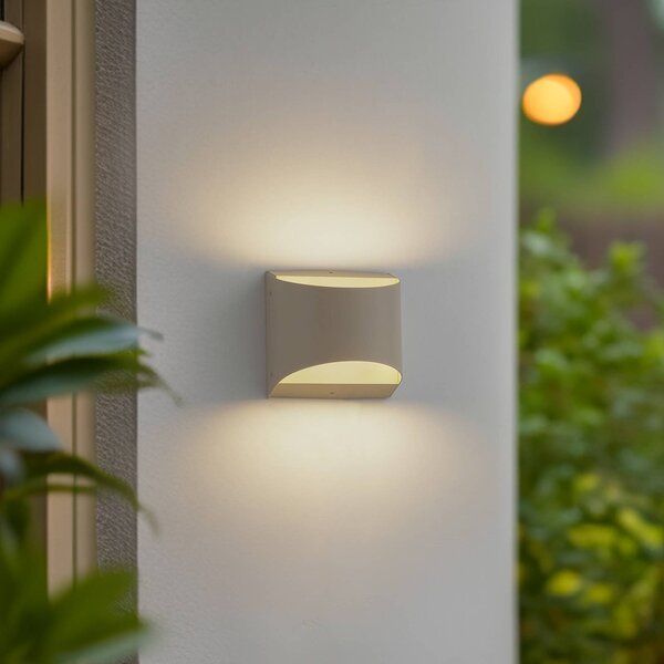 Kinkiet zewnętrzny LED Lenore Lindby, kremowy / amber, aluminium, nowoczesny