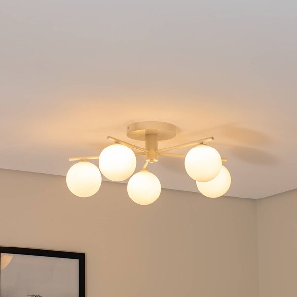 Lampa sufitowa Prato Jupiter, możliwość ściemniania, kremowy / amber, salon / jadalnia, metal, nowoczesny