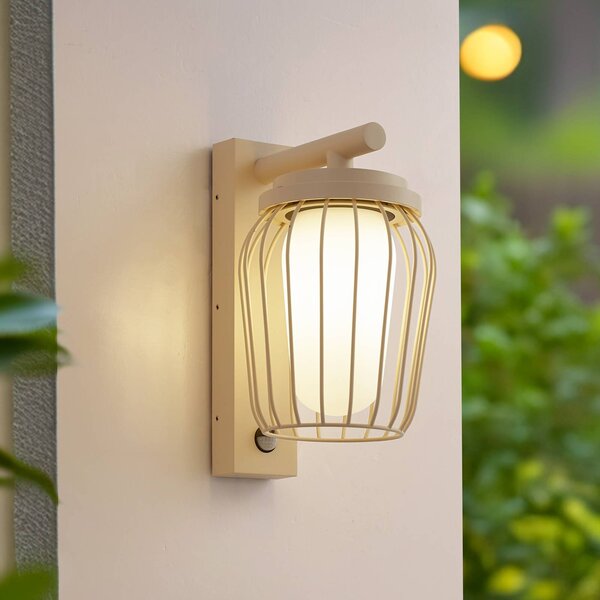 Lampa zewnętrzna z czujnikiem ruchu Chandan Lucande, możliwość ściemniania, kremowy / amber, aluminium, nowoczesny