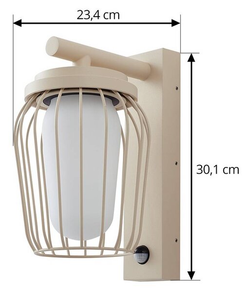 Lampa zewnętrzna z czujnikiem ruchu Chandan Lucande, możliwość ściemniania, kremowy / amber, aluminium, nowoczesny