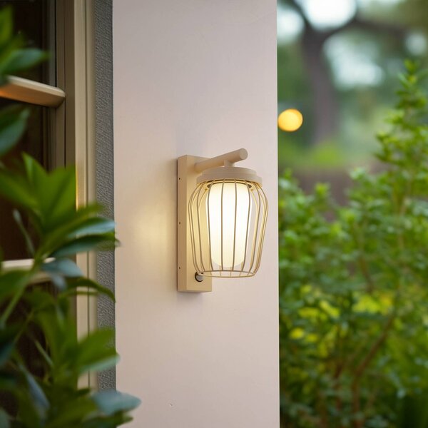 Lampa zewnętrzna z czujnikiem ruchu Chandan Lucande, możliwość ściemniania, kremowy / amber, aluminium, nowoczesny