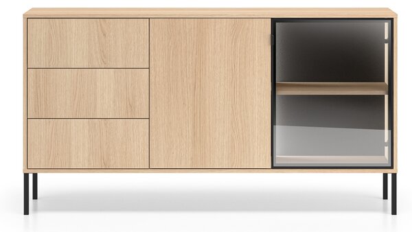 Komoda Harmona 160 cm z szufladami i oświetleniem - dąb lindberg