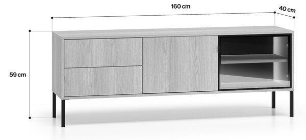 Szafka RTV Harmona 160 cm z szufladami i oświetleniem - dąb lindberg
