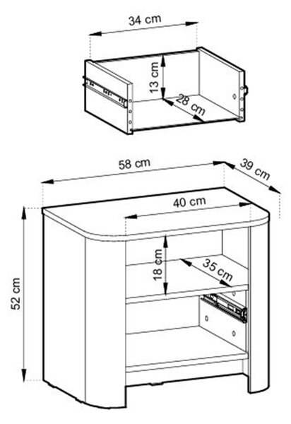 Szafka nocna Sorrenti 58 cm - dąb vicenza