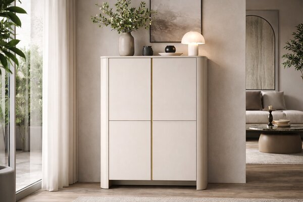 Komoda wysoka Sorrenti 103 cm - kaszmir / złoty