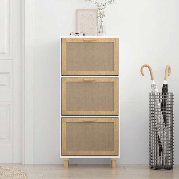 Szafka na buty, biała, 52x25x115 cm, materiał drewnopochodny