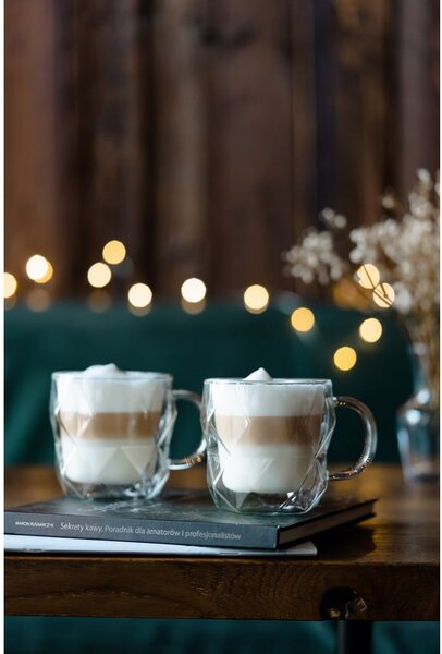Szklane kubki zestaw 2 szt. do cappuccino/z podwójną ścianką 330 ml Geo – Vialli Design