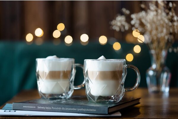 Szklane kubki zestaw 2 szt. do cappuccino/z podwójną ścianką 330 ml Geo – Vialli Design
