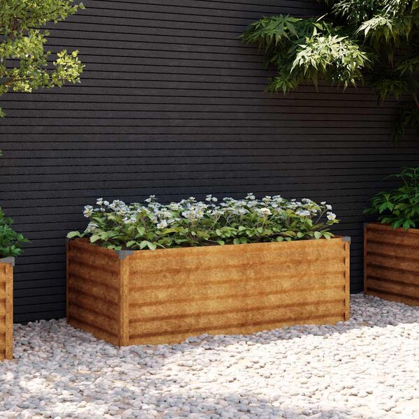 Podwyższona grządka ogrodowa 100x50x36 cm, stal Corten